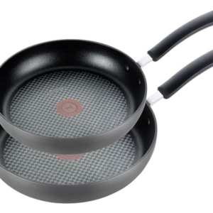 T-fal Ultimate Hard Anodized Nonstick Fry Pan Set 2 Piece, 10, 12 Inch, Oven Broiler Safe 400F, Cookware, Pots and Pans Set Non Stick, Kitchen Frying Pans, Cooking Skillets, Dishwasher Safe, Grey